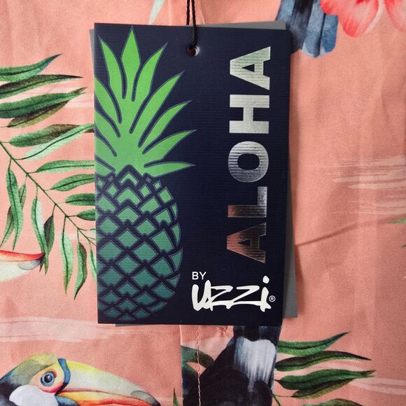 NWT Uzzi Amphibious Gear Hawaiian Button Up Shirt Toucan Coral Vaca Resort Beach - Picture 7 of 10